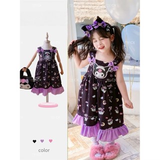 MC113 สินค้าเข้าใหม่ เดรสลูกสาว คุโรสีม่วง แต่งระบายโบว์ น่า…