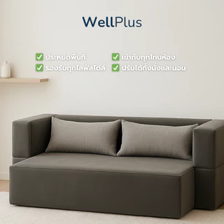 WellPlus โซฟาอเนกประสงค์[อัดสูญญากาศ] รุ่น NUBO ปรับนั่ง-นอนได้ ประหยัดพื้นที่ ดีไซน์มินิมอล พร้อมหมอนอิงฟรี 2 ใบ