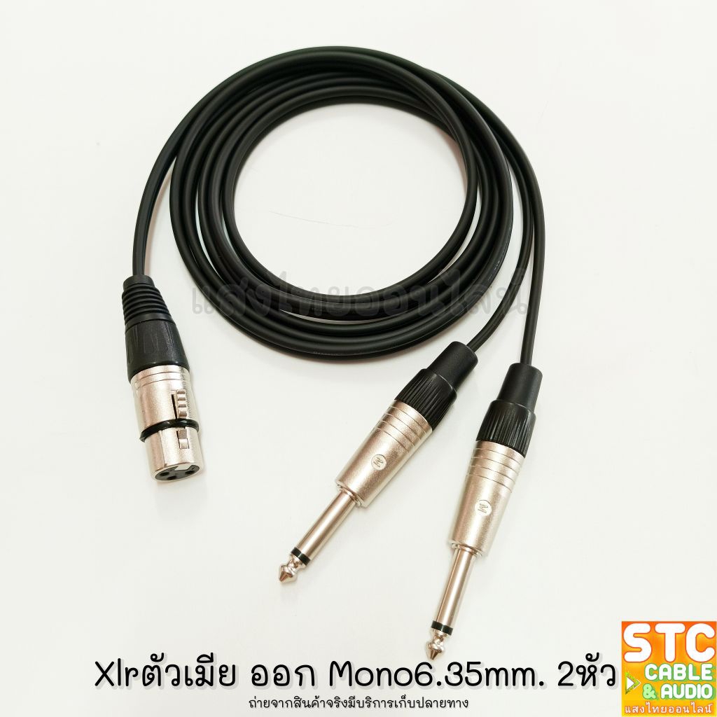 (1-15เมตร) 1ออก2 สายสัญญาณY XLR ตัวเมีย 1ตัว ออก MONO 6.35MM 2ตัว ใช้สายซีลโมโนคู่ Dynacom JSL-015 บัดกรีใหม่ทุกเส้น