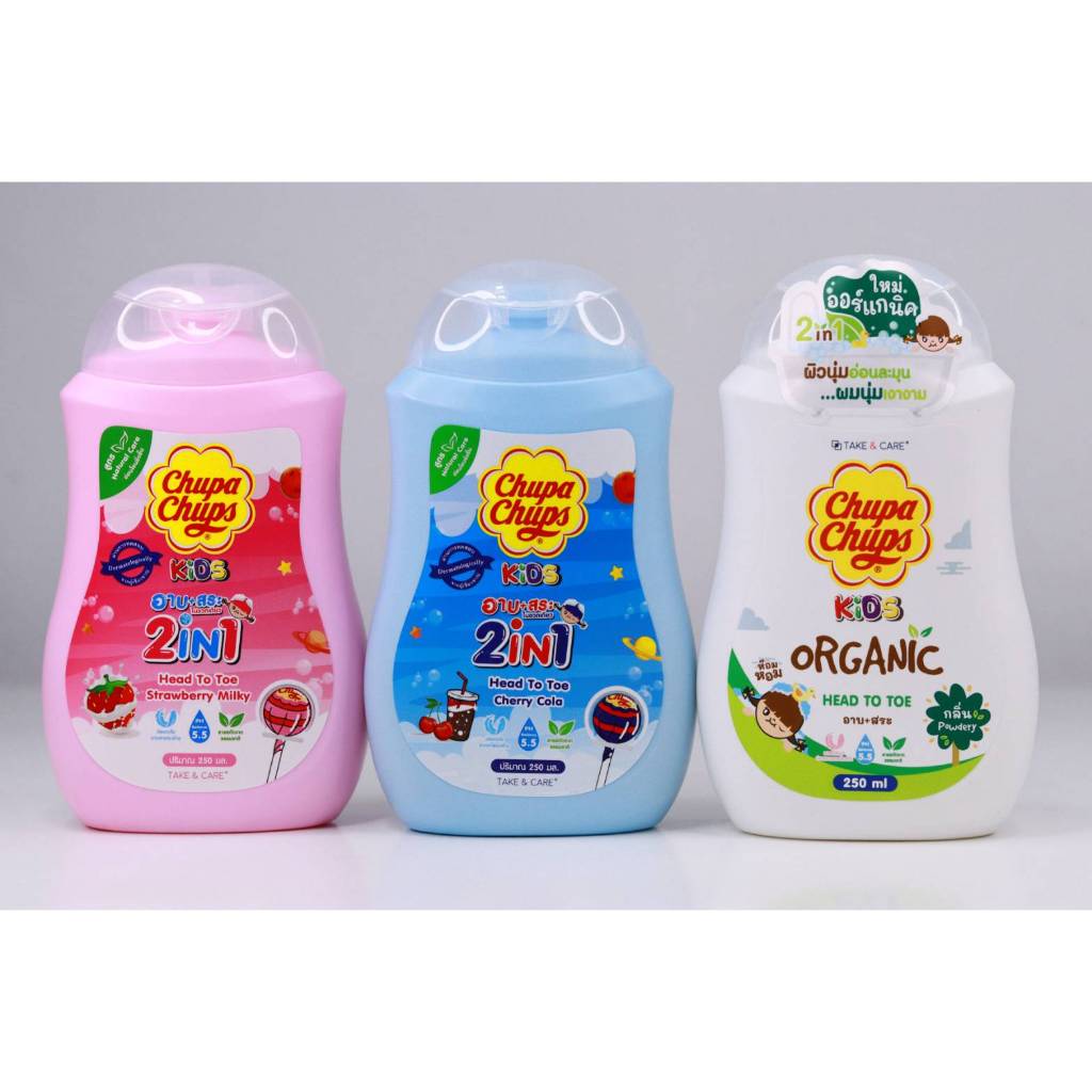 Chupa Chups จูปาจุ๊ปส์ KIDS 2IN1 ครีมอาบน้ำสระผม 250 มล. มี 3 กลิ่นให้เลือก