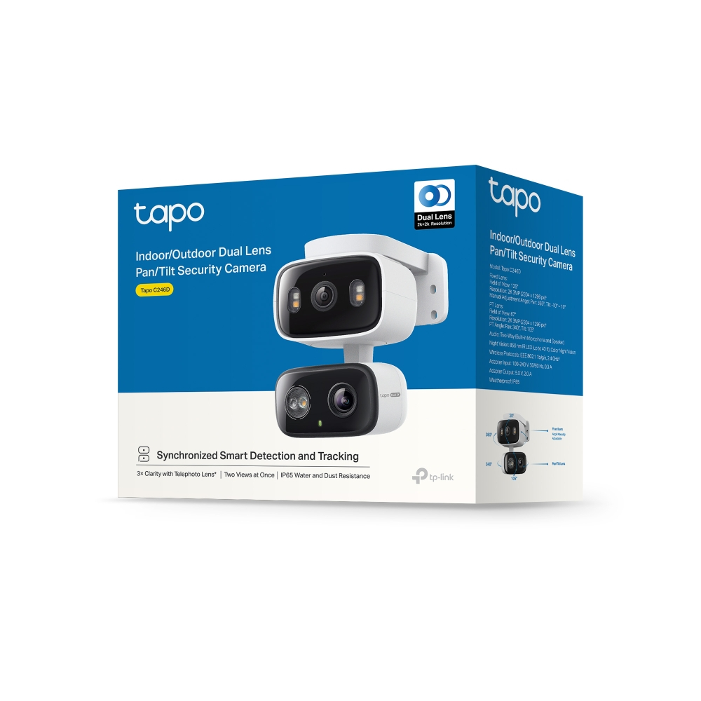 TP-LINK Tapo C246D V.1 6MP Indoor/Outdoor Dual Lens Pan/Tilt Security Camera