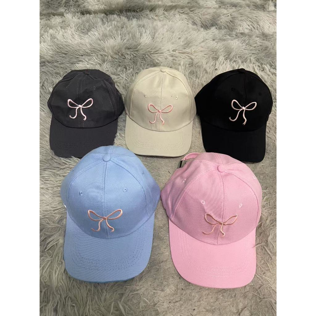 หมวกเบสบอล ปักโบว์น่ารัก สไตล์แฟชั่น หมวกแก๊ป หมวกกันแดด มีหลายสีให้เลือก