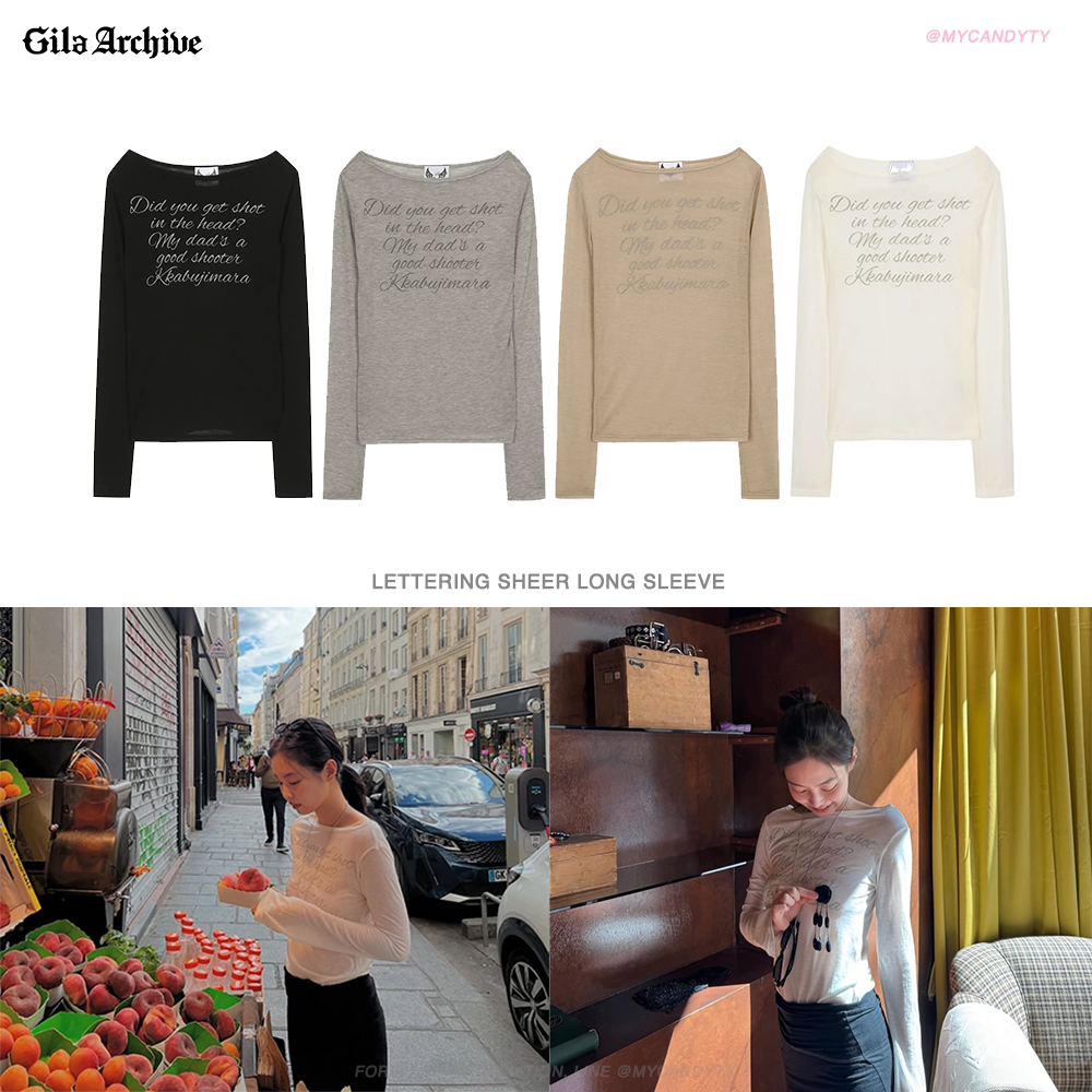(พร้อมส่ง ✨) GILA ARCHIVE - LETTERING SHEER LONG SLEEVE