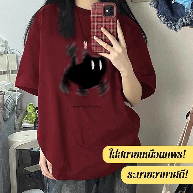 เสื้อผ้าผู้หญิง แมวน่ารัก เสื้อโอเวอร์ไซส์ผ้าคอตตอน M-5XL หลวมๆ นุ่มสบาย สวมใส่สบาย TA1-57