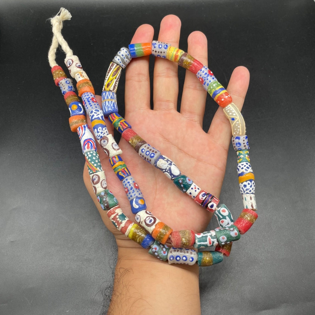African Mixed Antique Glass Beads|ลูกปัดแก้วโบราณแอฟริกันคละขนาด 8–13 มม.สไตล์ชนเผ่า สำหรับทำเครื่องประดับและงานฝีมือ