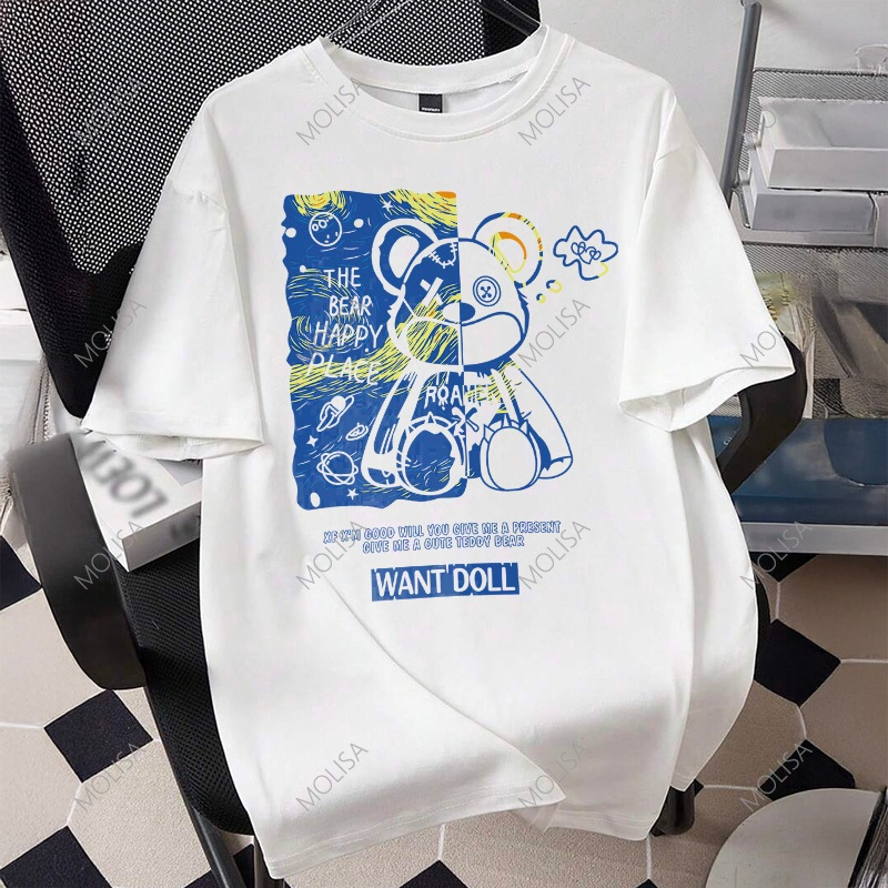 Molisa เสื้อสกรีน Printed Tshirt cotton100% เสื้อยืดแฟชั่น เสื้อยืดโอเวอร์ไซส์ เสื้อยืดผู้หญิง ผู้ชาย 68144#