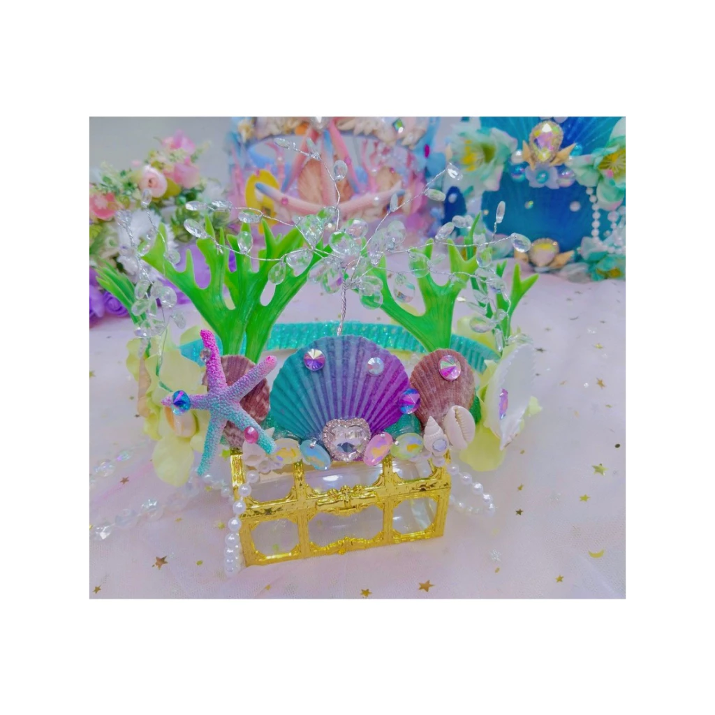 🌈มงกุฏปะการังเจ้าหญิงแห่งท้องทะเลประดับด้วยหอยนานาชนิด