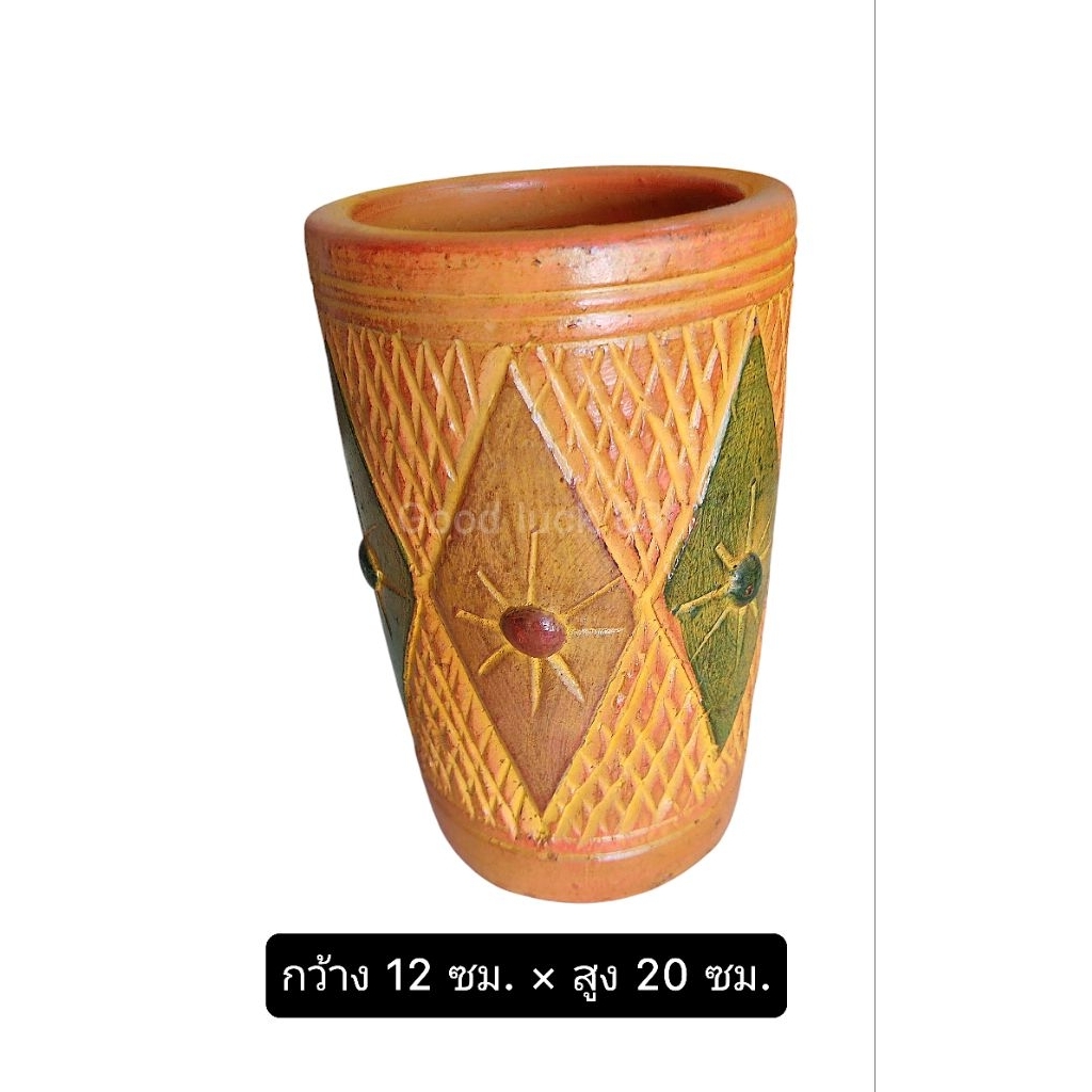 แจกันดินเผา เครื่องปั้นดินเผา ทรงกระบอก สูง 19-20 ซม.(ราคาต่อ/ใบ)พร้อมส่ง! - รูปที่ 5