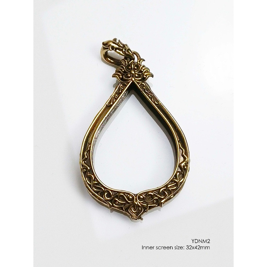 YDNM2GoldenBronze amulet casing 32x42mm กรอบพระ บรอนซ์ทอง ทรงหยดน้ำ