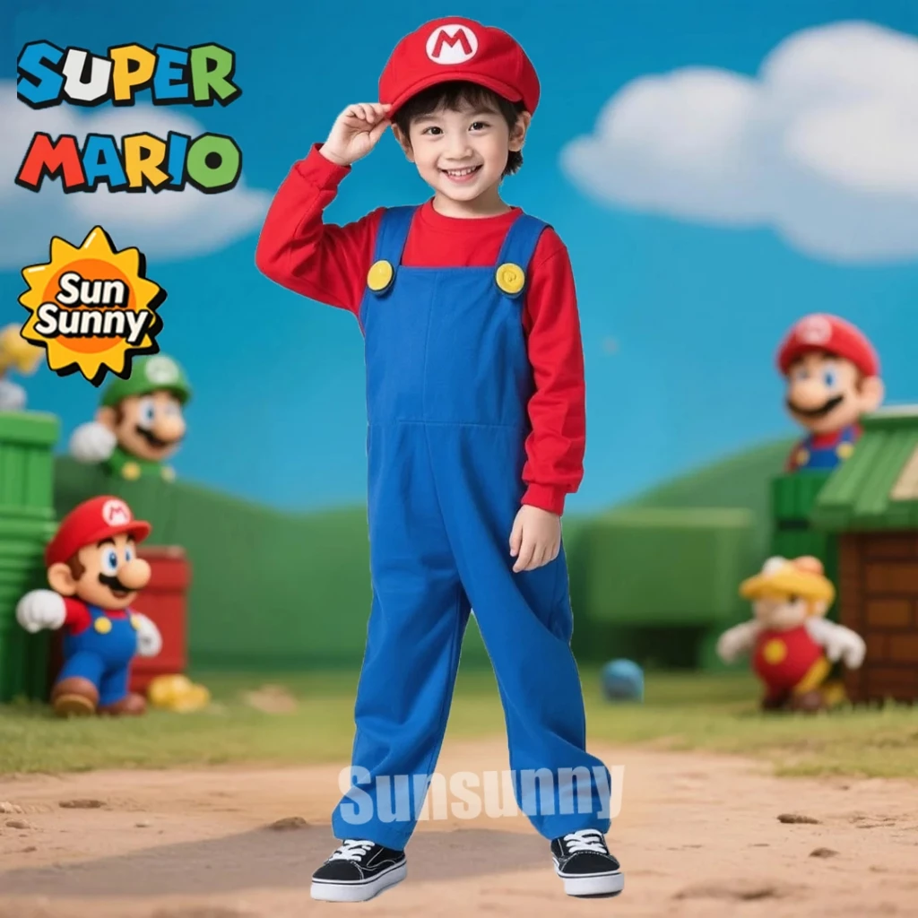 เครื่องแต่งกายเด็กซูเปอร์มาริโอ Super Mario Costume คอสเพลย์ แสดงการ์ตูนคริสต์มาส ชุดครอบครัว  เสื้อผ้าครอบครัวฮาโลวีน thumbnail 8