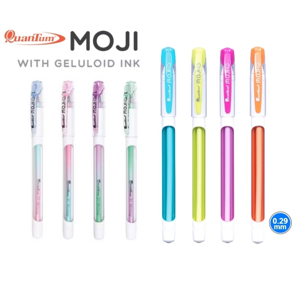 Quantum ปากกาลูกลื่น โมจิ Moji 0.29 มม. หมึกน้ำเงิน (ราคาต่อ 1 ด้าม / คละสีด้าม)