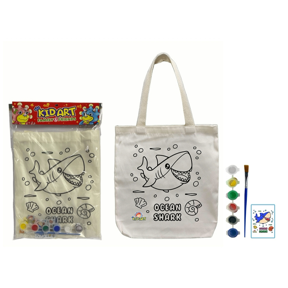 เดอะเบสท์สเตชั่น ชุดระบายสี กระเป๋าผ้าดิบ ใบกลาง ขนาดA4 Kidart Acrylic paint & Bag