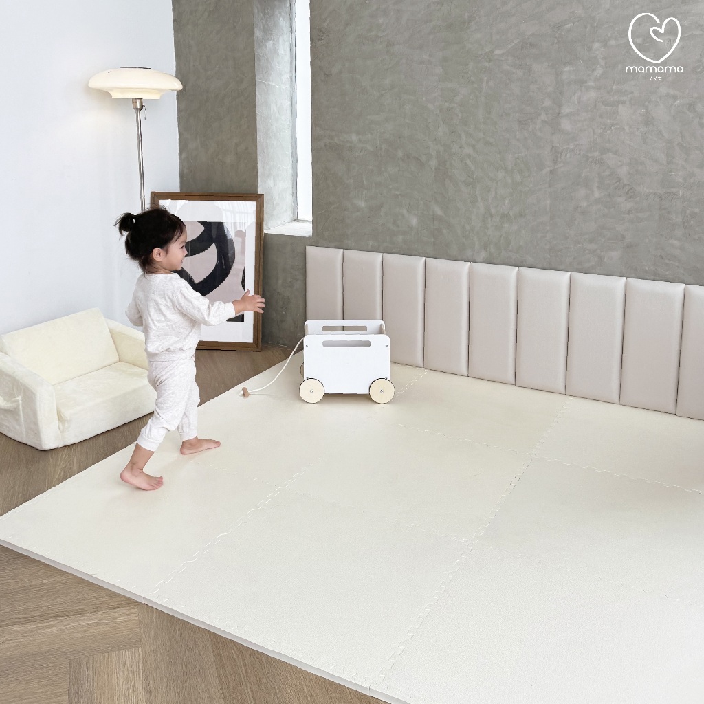 Mamamo แผ่นรองคลาน จิ๊กซอว์ แผ่นรองคลาน เกรดพรีเมี่ยม หนาพิเศษ 2 cm. แผ่นใหญ่ พร้อมขอบปิด สีครีม สีเทา พร้อมส่ง - รูปที่ 5