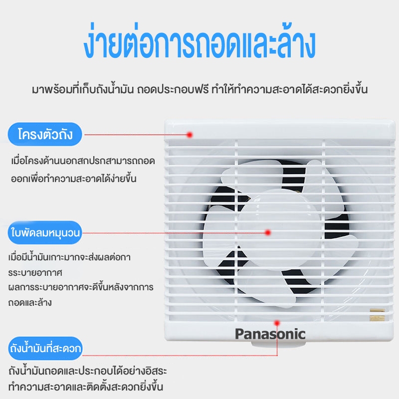 สายไฟ 1.5m+พร้อมสวิตช์+แบบตะแกรง พัดลมระบายอากาศ ทนความร้อนสูง รับประกัน 10 ป พัดลมดูดอากาศ220v การระบายอากาศในห้องน้ำ - รูปที่ 4
