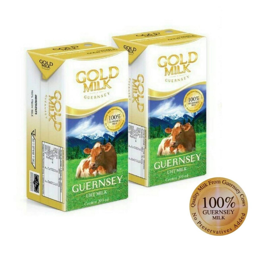 Goldmilk Guernsey UHT Milk Plain 180ml. Pack 4