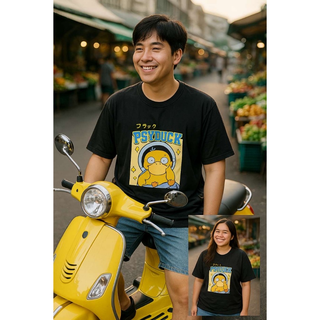 เสื้อยืด ลาย Psyduck อวกาศ โปเกมอนสุดน่ารัก แฟชั่นเกาหลี Unisex พร้อมส่ง ในไทย