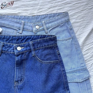 New arrival cargo shortขาสั้นคาร์โก้ยีนส์ เนื้อผ้านุ่มและระบายอากาศได้ดี ส่งไวจากไทย