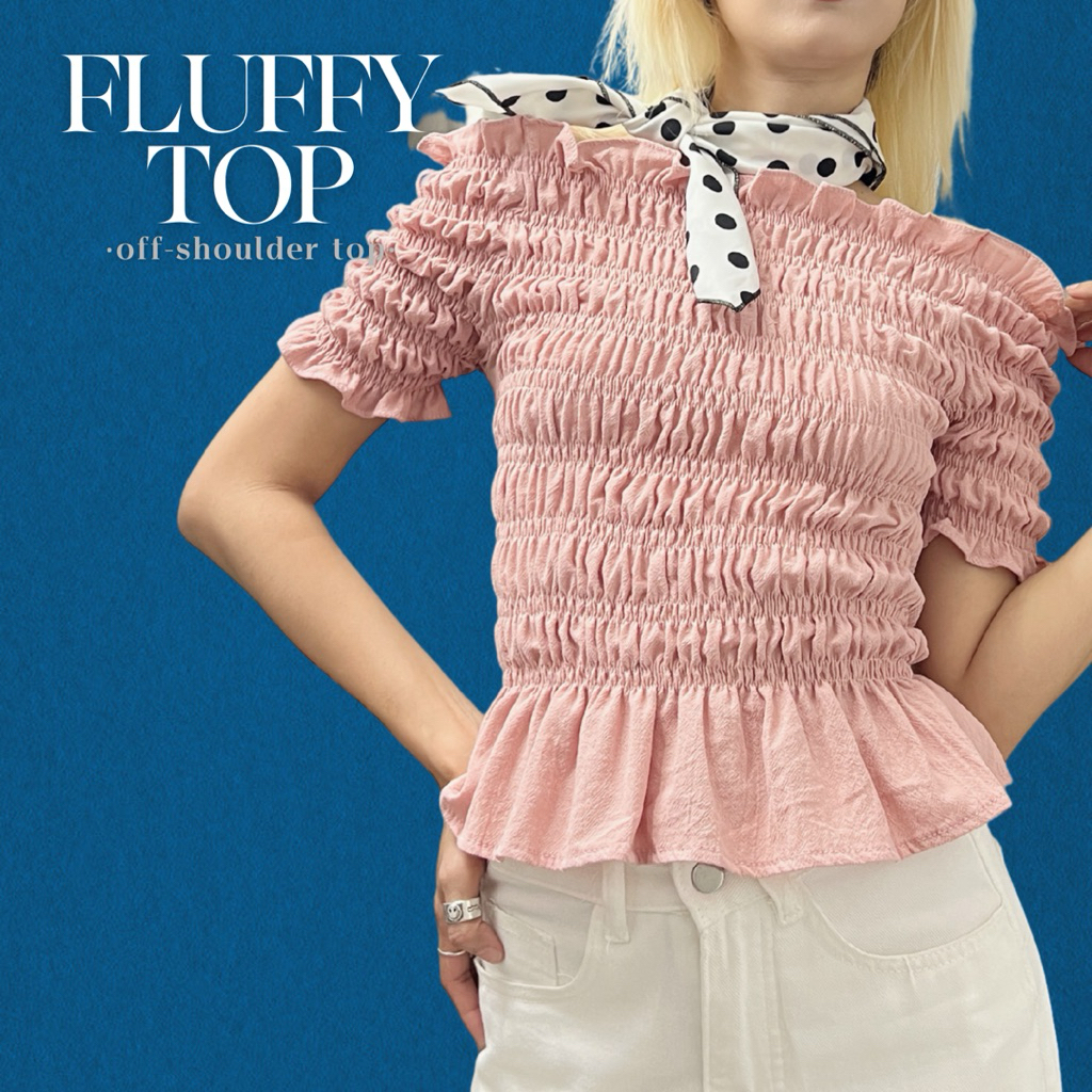 APNATDA-L52 เสื้อปาดไหล่ แขนตุ๊กตา น่ารัก