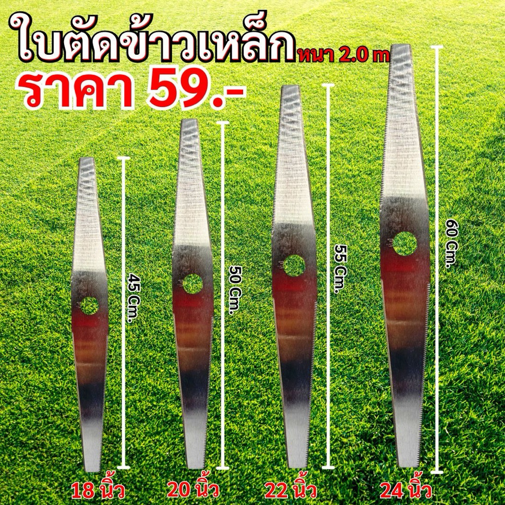 ใบตัดข้าวฟันสวย ใบตัดข้าวดีด ตราช้าง หนา2มิลขนาด18,20,22,24 แบบมีฟัน