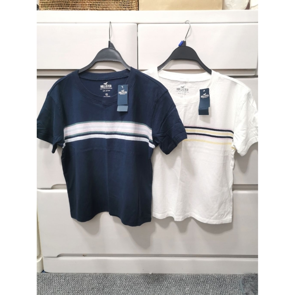 Hollister​ Crop​ T-Shirt เสื้อยืดครอป​ สีขาว, กรม