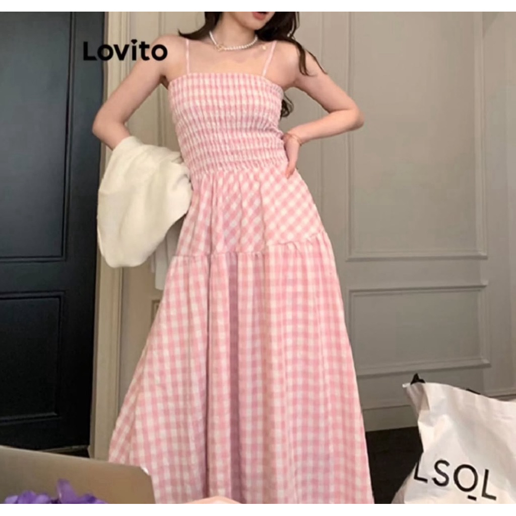 เดรสหน้าร้อน/ เดรสยาวชมพู/ เดรสงานป้าย/ lovito