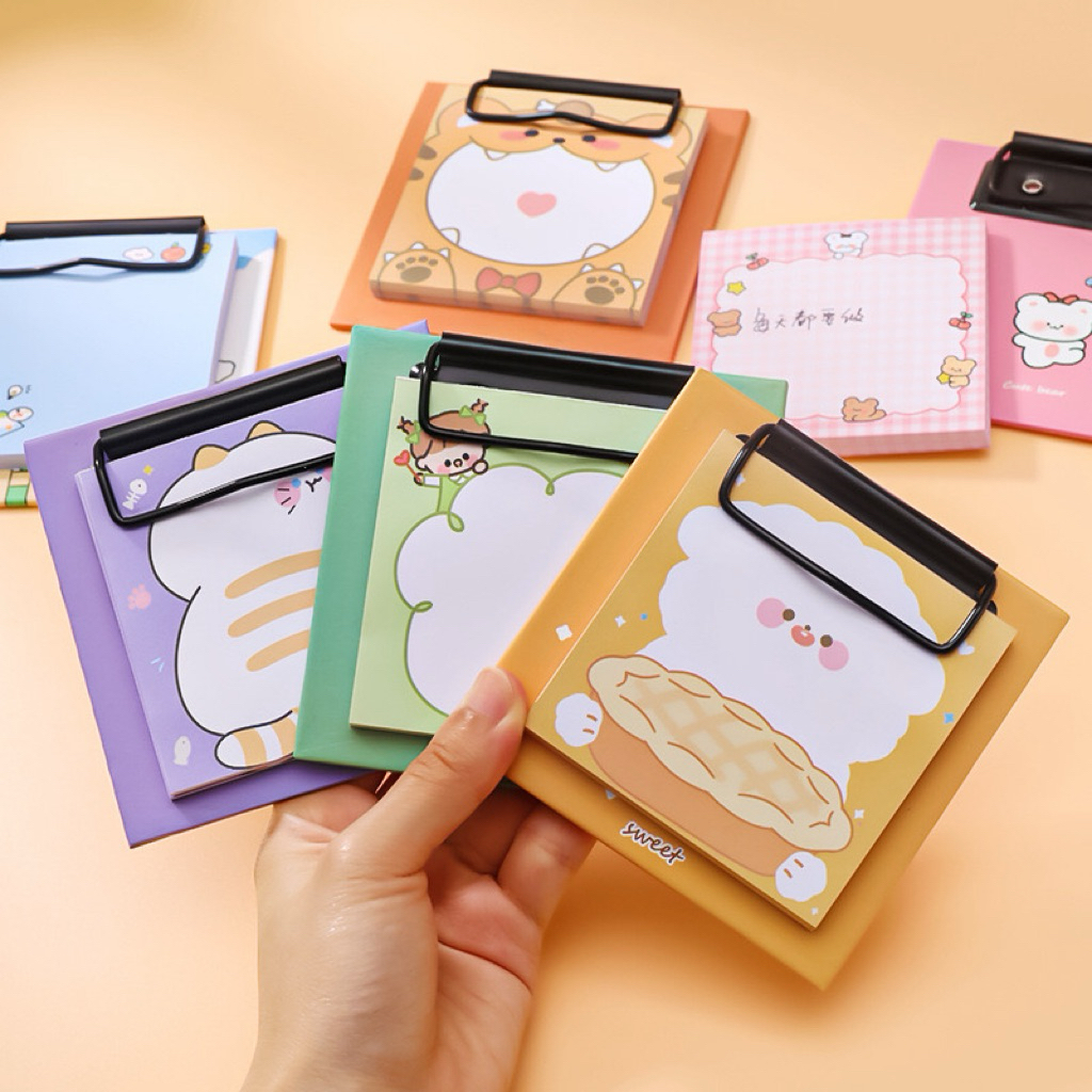 Memo Pad กระดาษโน๊ต คลิปบอร์ด ลายน่ารัก 30 แผ่น สมุดโน้ต Clip Board Sticky note จดบันทึก กันลืม กระด