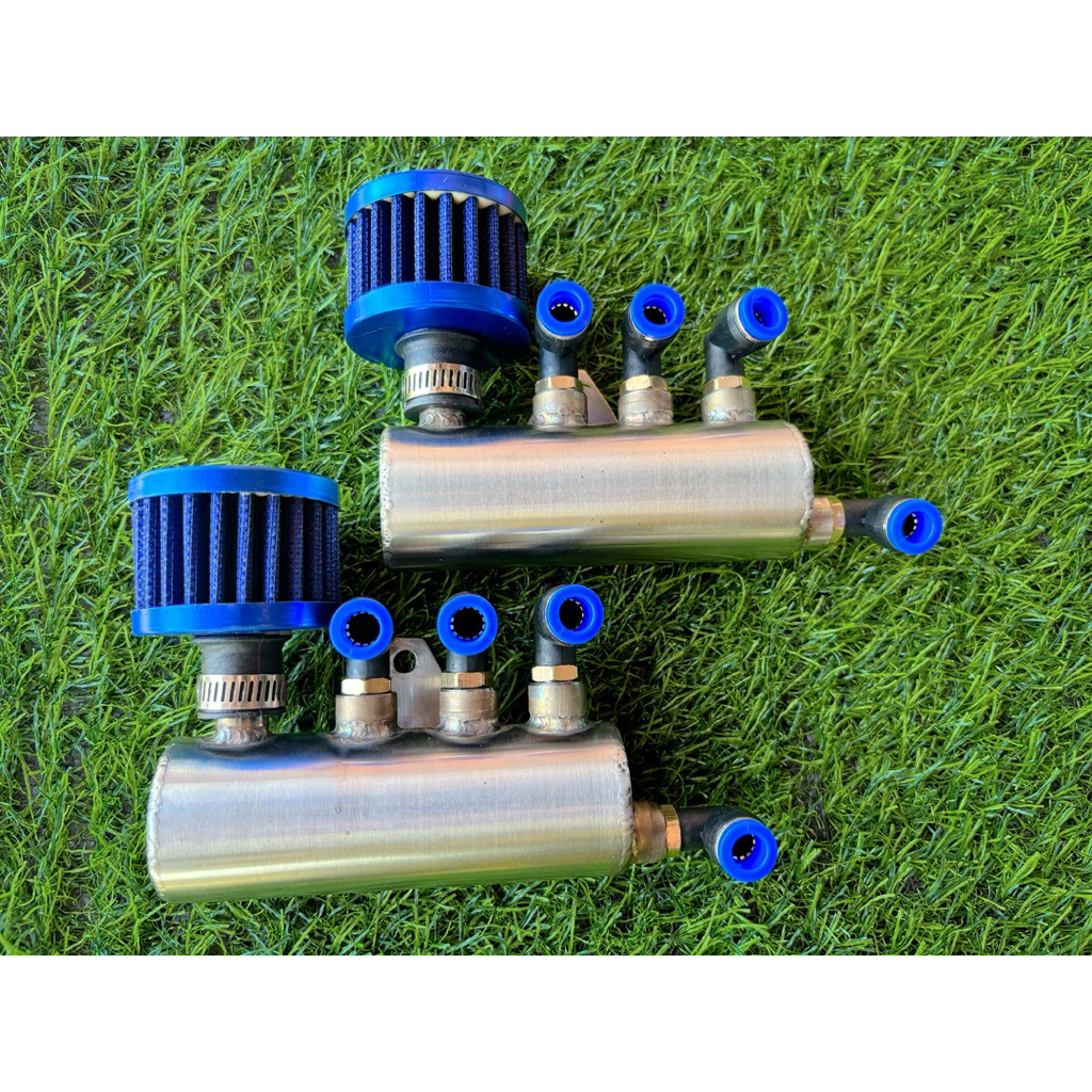 ถังดังไอสแตนเลส4รู รอยเชื่อมสวยๆพร้อมสายคับ ใส่ได้ทุกรุ่นขนาด10cm