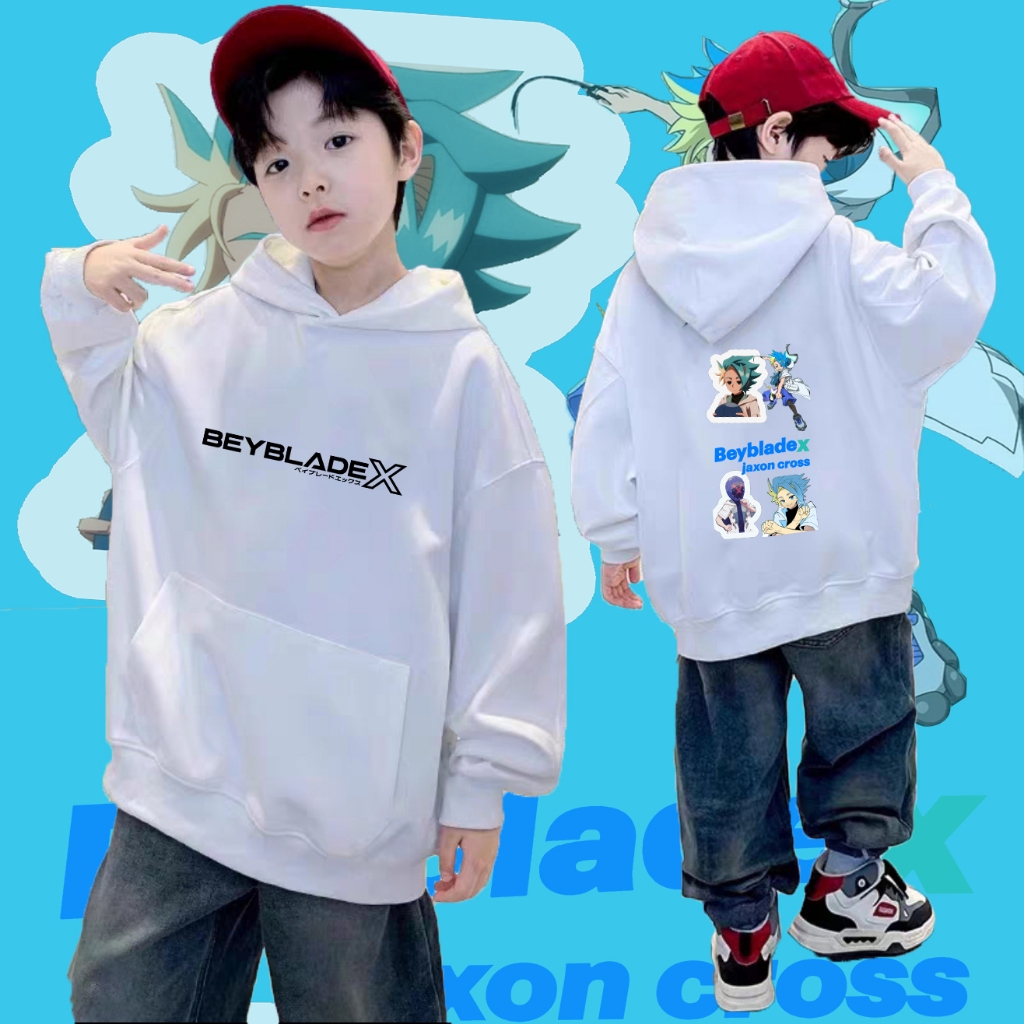 Beyblade X เสื้อยืดเด็ก jaxon cross - beyblade เสื้อยืดเด็กผ้าฝ้าย 100-150cm ลาย BeybladeX สำหรับเด็ก