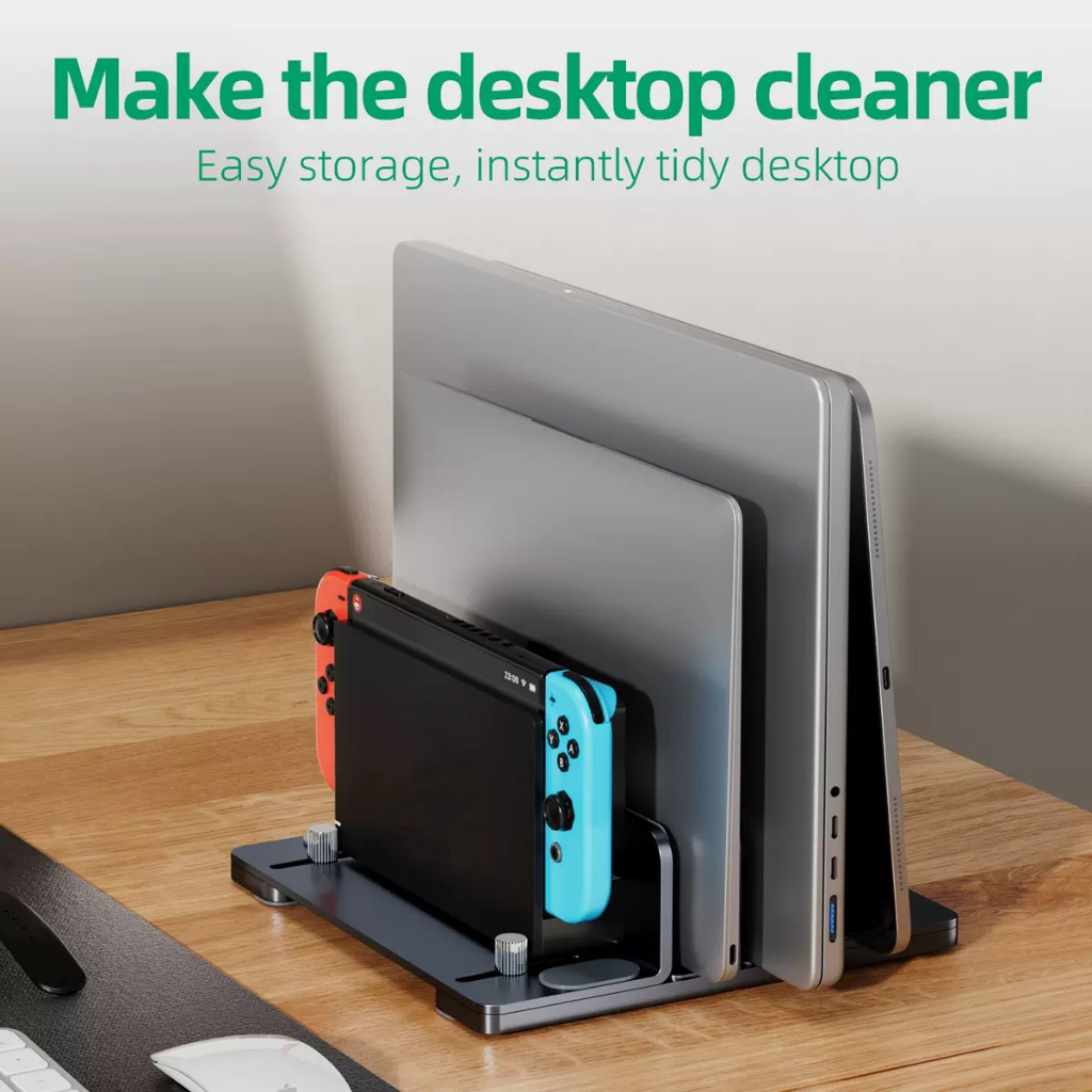 CONEX แท่นวาง Notebook แนวตั้ง แบบ 1 , 2 ช่อง ขาตั้ง ที่วาง Laptop Tablet Stand อะลูมิเนียม ไม่เป็นสนิม ปรับความกว้างได้