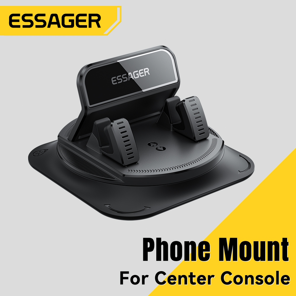 Essager ที่วางโทรศัพท์คอนโซลกลาง หมุนได้ 360° และใช้งานมือเดียว สำหรับโทรศัพท์ที่มีความหนา 7-17 มม