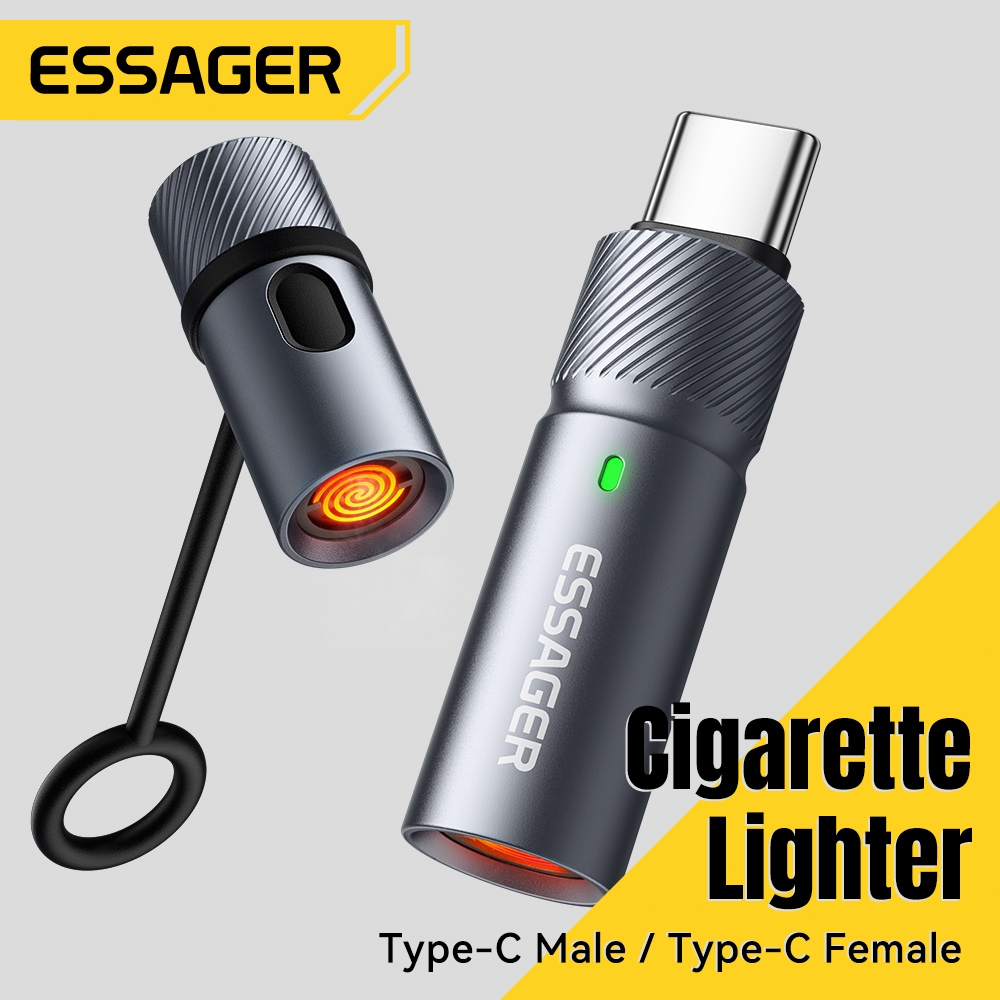 Essager ที่จุดบุหรี่ Type-C พกพาสำหรับการเดินทาง ใช้งานได้กับอุปกรณ์หลายชนิด สองสไตล์ หลายทางเลือก