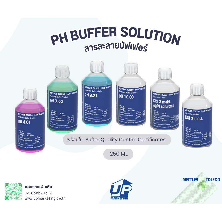 สารละลายบัฟเฟอร์ pH solution (pH Buffer Solution)ยี่ห้อ Mettler toledo