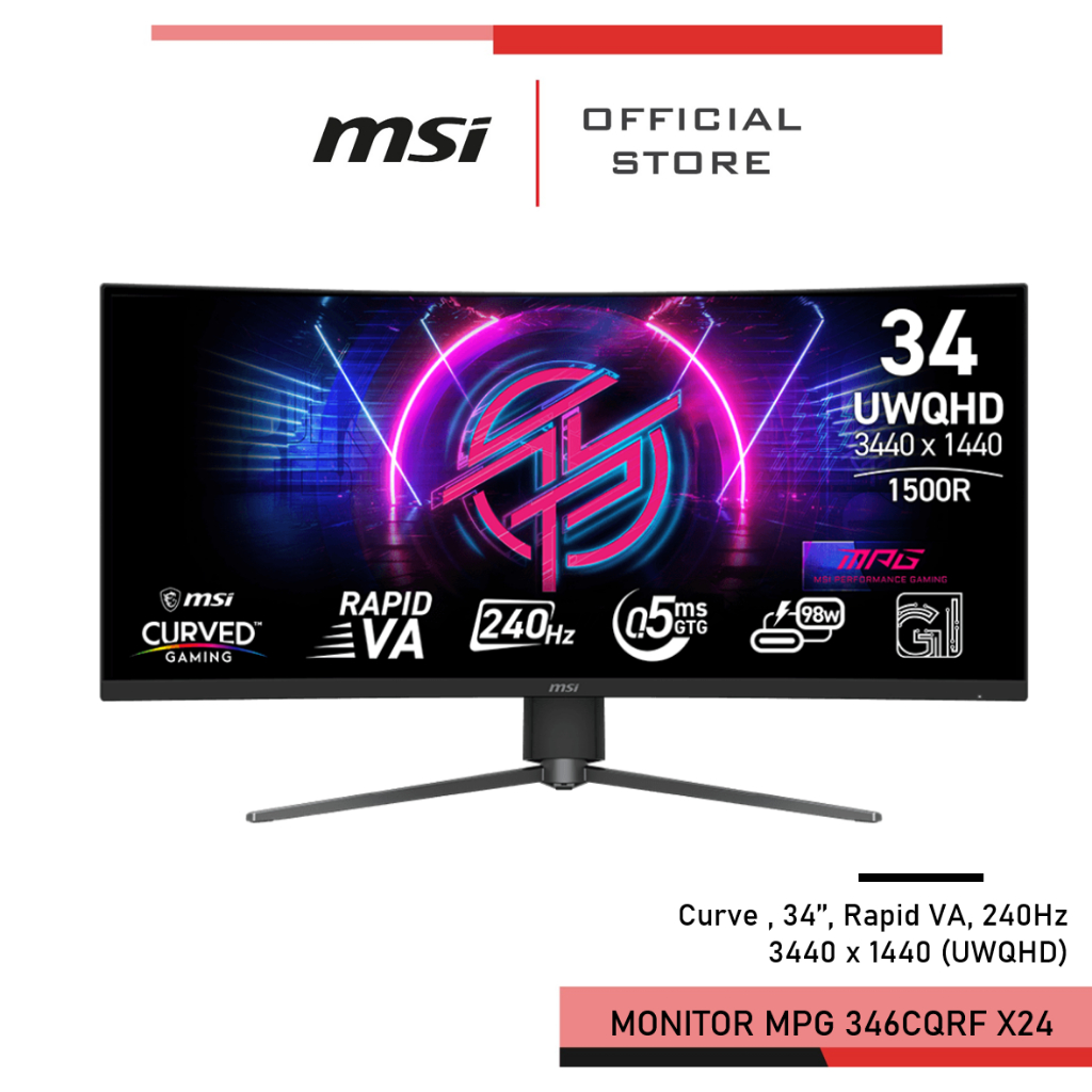 [Pre-Order] MSI MPG 346CQRF X24 Monitor 34นิ้ว 240Hz จอคอมพิวเตอร์ 3440 x 1440 (UWQHD)
