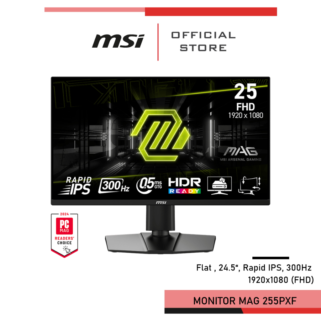 MSI MAG 255PXF Monitor 1920 x 1080 (FHD) 24.5" จอคอมพิวเตอร์