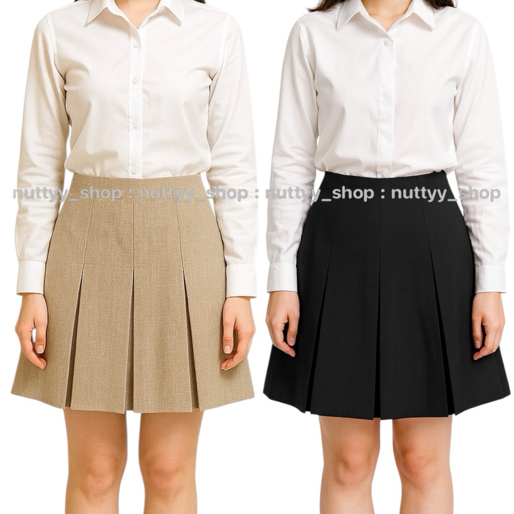 กระโปรงทรงเอ3ทวิสหน้า2ทวิสหลังซิปหลังยาว19ผ้าสโนว์