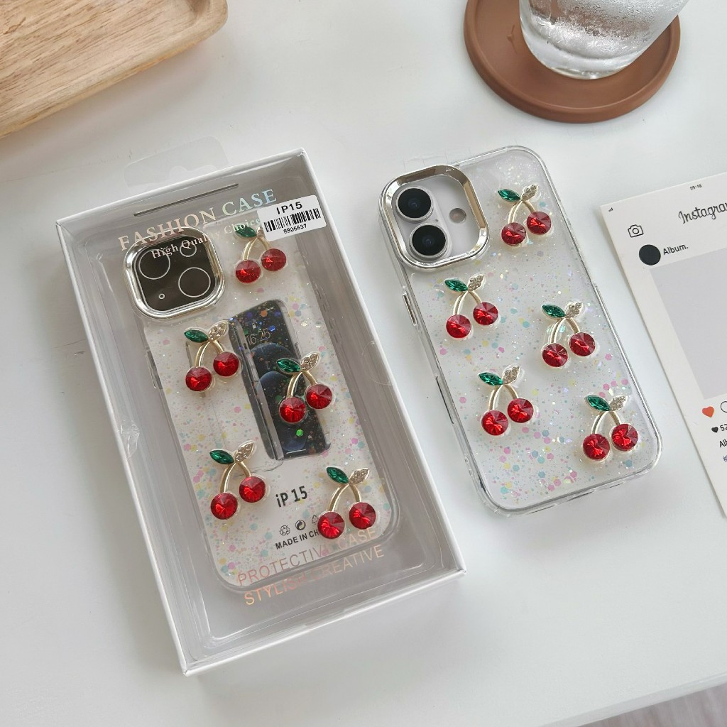 ส่งจากไทย เคสใสลายนูน เชอรี่ สำหรับIPhone i11 promax 12 promax 13 promax 14plus 14 promax 15 promax 16promax 16plus ราคาถูก Shopee Lazada