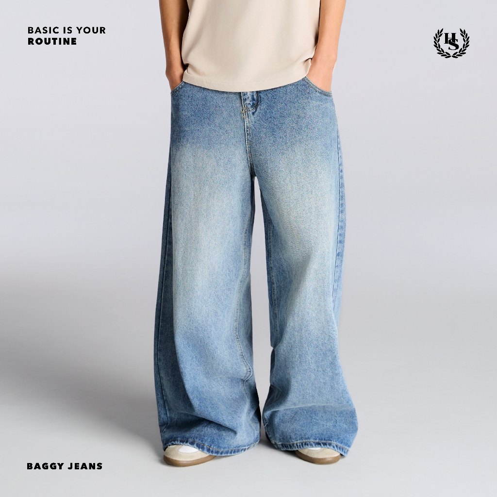 Highschool Basic Collection Routine : Baggy jeans denim pants กางเกงยีนส์แบ็กกี้ - BTB37446