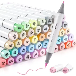 FOLIO ART : ปากกามาร์คเกอร์Ohuhu 48 Pastel Sweetness colors (Honolulu B Series) : 90529(Brush & Fine Tip)