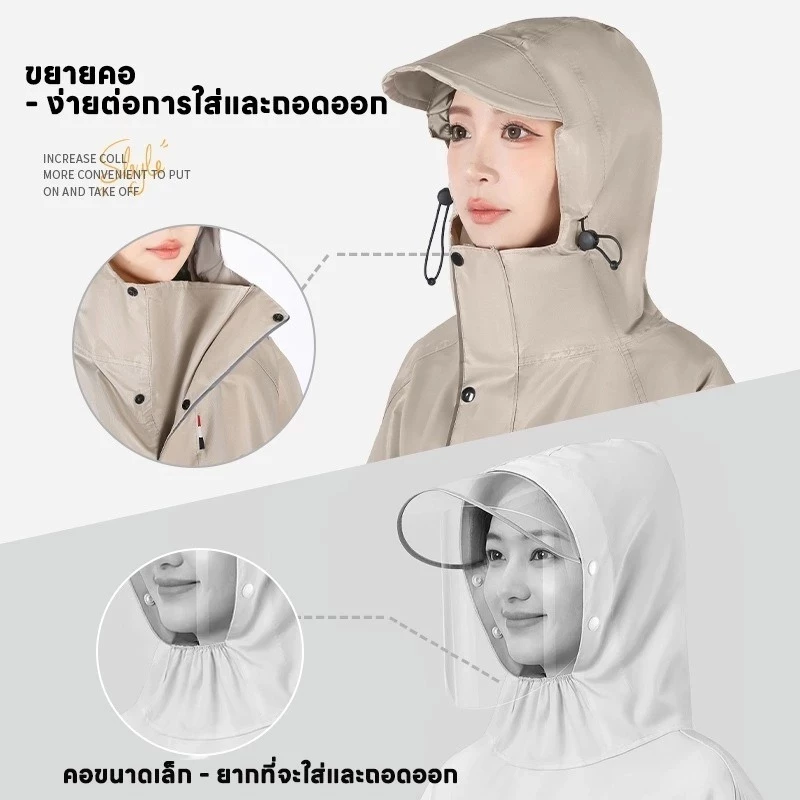 ชุดกันฝนผู้ใหญ่ หนาพิเศษ เหนียวทนทาน ขี่มอเตอร์ไซค์ thumbnail 4