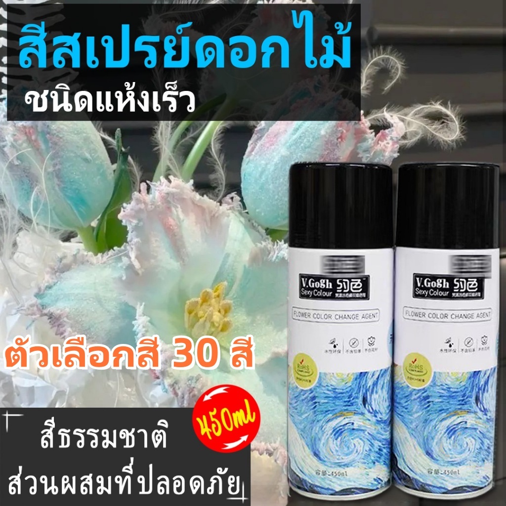 สีสเปรย์พ่นดอกไม้ ชนิดแห้งเร็ว การย้อมสี 450 ml(Flower Spray)