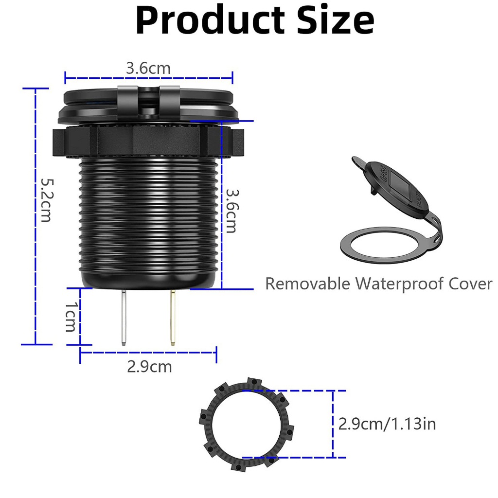 ที่ชาร์จรถยนต์อเนกประสงค์ 100W 12-24V สำหรับรถจักรยานยนต์ รถยนต์ และรถบรรทุก พร้อมสวิตช์กันน้ำ ราคา ถูกที่สุด ดีลบีเคเค แกลเลอรีภาพที่ 5
