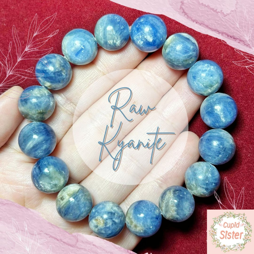 CupidSister สร้อยข้อมือหินไคยาไนต์ Kyanite ดิบสีธรรมชาติโทนฟ้าสวย หินผู้บริหาร หินปลดหนี้ พูดแล้วได้