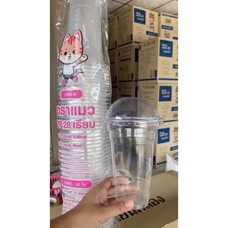 [6ชุด] แก้วพร้อมฝา,28(ทรงสลิม),30,32ออนซ์ ตราแมวกาโต้ ชุด รวม 300 ชุด [แก้ว6แถว/ฝา6แถว