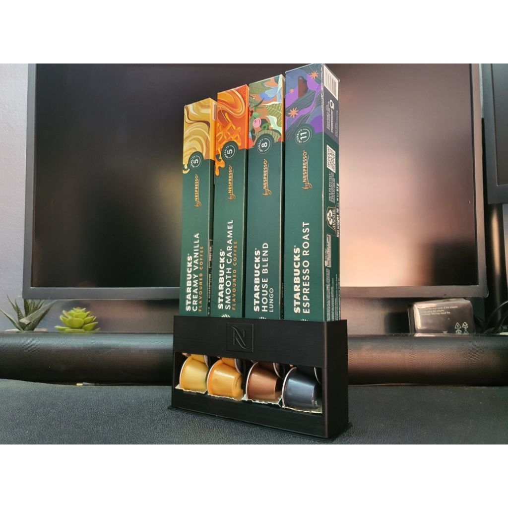 แท่นวางแคปซูลกาแฟ Nespresso 4 ช่องแบบมินิมอล (สีดำด้าน)