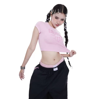 FlexTee เสื้อครอป สกีนเพชรแนบตัว ลามะ ทรงสวยผ้านุ่มมาก