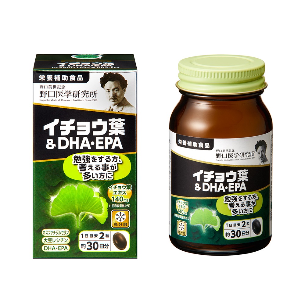[EXP 05/2028]อาหารเสริม Noguchi จากใบแปะก๊วย และ DHA-EPA ขนาด 60 แคปซูลนิ่ม ส่งจากไทย