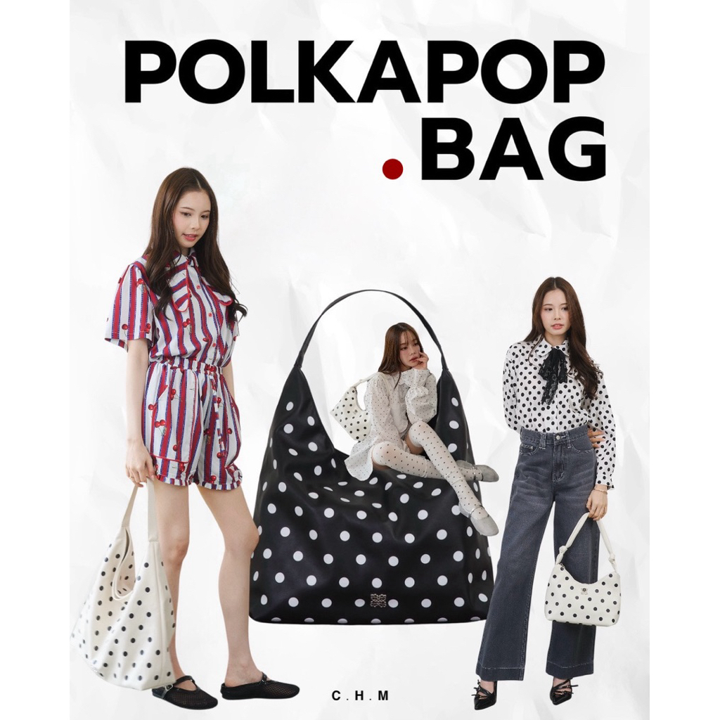 PolkaPop Bag 👜 ( ขาว,ดำ,แดง )