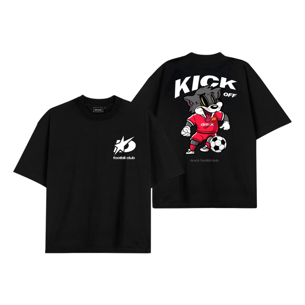 DRACK - KICK OFF สีดำ เสื้อยืดคอกลม