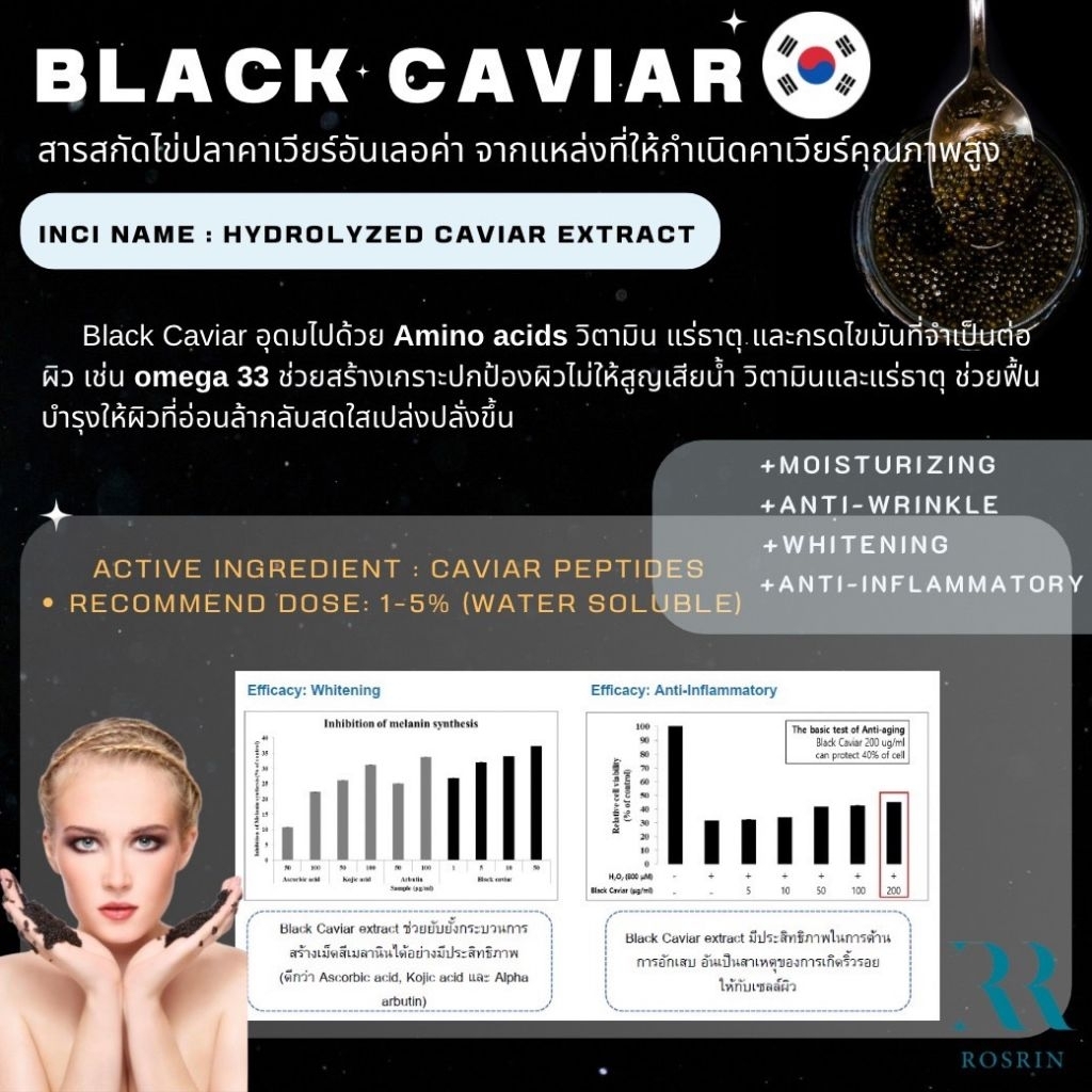 Black Caviar  Extract - คาเวียร์จากประเทศเกาหลี ช่วยให้ผิวดูขาวกระจ่างใส  10g-25g