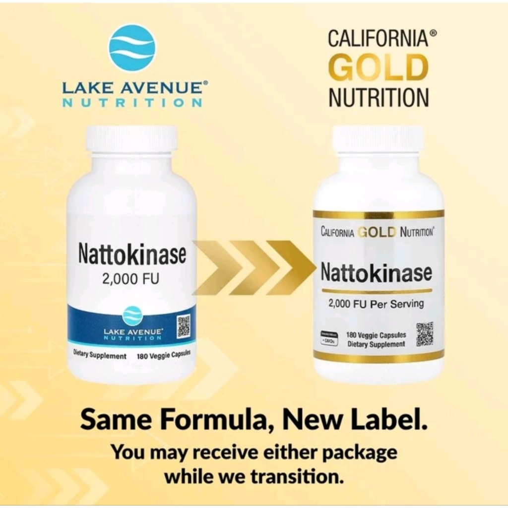 Lake Avenue Nutrition นัตโตะไคเนส เอนไซม์โปรตีโอไลติก ขนาด 2,000 FU บรรจุแคปซูลผัก 180 แคปซูล